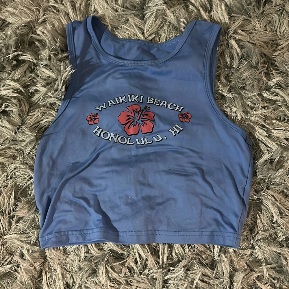 Shein Size Small Blue Hawaii Cropped Tank